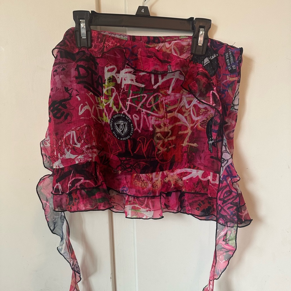 Current Mood Pink Graffiti MiniSkirt Size Medium